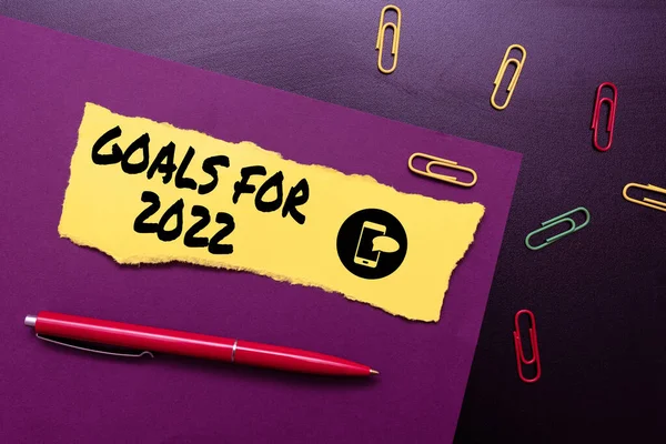 Kézírás jel Célok 2022-re. Internet Concept tárgy személyek ambíció vagy erőfeszítés célja vagy kívánt eredmény gondolkodás új fényes ötletek megújítása kreativitás és inspiráció — Stock Fotó