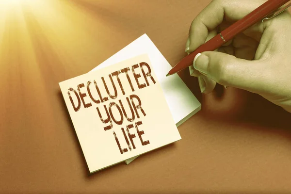 Konceptuální titulek Declutter Your Life. Přehled podnikání Odstranit cizí věci nebo informace v životě Kreslení kreativních vzorů Přijímání důležitých poznámek Plánování nových nápadů — Stock fotografie