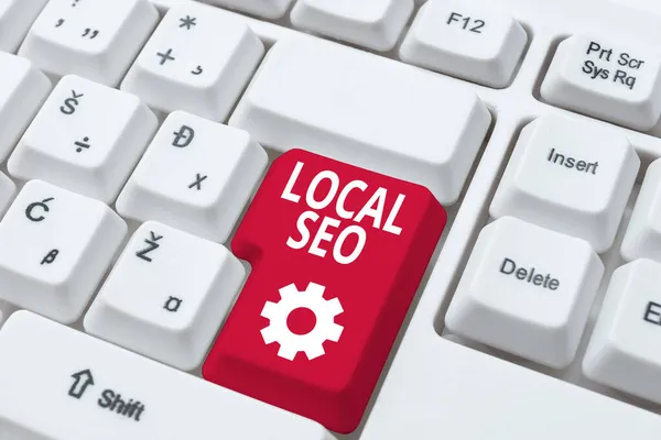 Text zeigt Inspiration Local Seo. Word Written on hilft Unternehmen, Produkte und Dienstleistungen für lokale Kunden zu bewerben. — Stockfoto