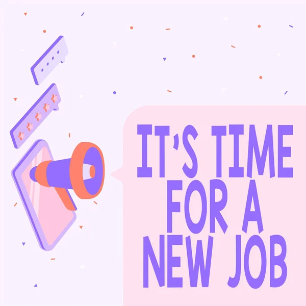 Почерк текста It S Time For A New Job. Слово за постоянную оплачиваемую работу в "Мегафоне". — стоковое фото