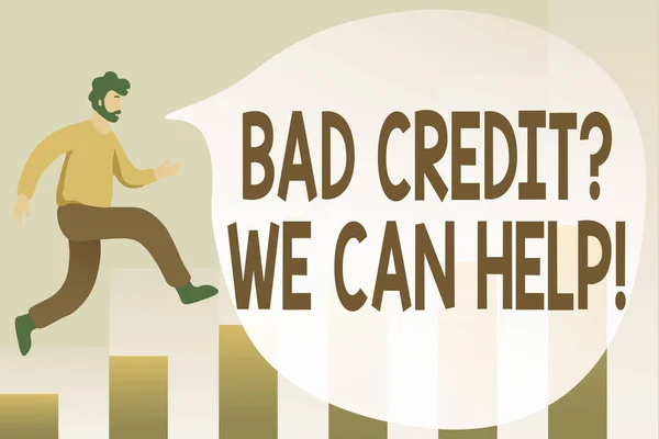 Podpis koncepcyjny Bad Creditquestion We can help. Internet Concept offerr pomóc uzyskać pozytywną historię płatności Debugowanie Kody programowania, Uruchamianie i testowanie nowego programu komputerowego — Zdjęcie stockowe