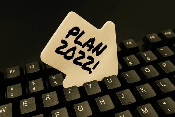A 2022-es tervet ábrázoló szöveg. Internet Concept részletes javaslat elérése valamit jövőre Retyping régi munkalap adatok, Absztrakt gépelés Online foglalási listák — Stock Fotó