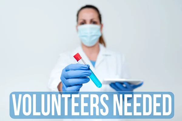 Writing displaying text Volunteers Needed. Business overview need work or help for organization without being paid Studying New Medical Technology Analyzing Medicine Discovery — Stock Photo, Image