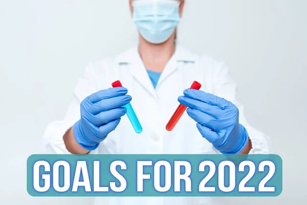 2022 İçin Kavramsal Görünüm Hedefleri. Kişilerin hırsı veya çabasının iş fikri hedefi veya istenen sonuç Enfeksiyon Laboratuvarı Görünümünü İyileştirmek için Yeni İlaç Formülü — Stok fotoğraf
