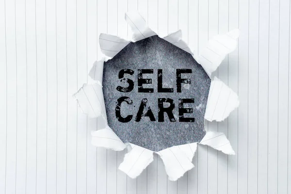 Conceptual caption Self Care. Business showcase the practice of taking action to improve one s is own health Replacing Old Wallpaper Design, Creating New Wall Pattern And Layout — Stock Photo, Image