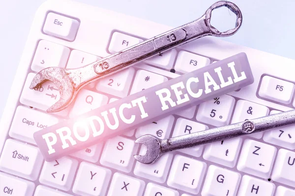 Text sign showing Product Recall. Business concept Request by a company to return the product due to some issue Typing Program Functional Descriptions, Creating New Email Address