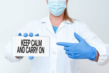 El yazısı metni. Sakin ol ve devam et. İş yaklaşımı sloganı: Yeni Bilimsel Keşfi Sunan Tıbbi Teknolojinin İnatçı Yüzü