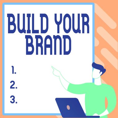 Markanızı İnşa Edin yazısını gösteren bir ilham. Reklam kampanyaları kullanarak marka özsermayesini artırmak Yeni Bilgisayarlı Dosya Sistemi yaratmak, Çevrimiçi Belgeleri Doldurmak