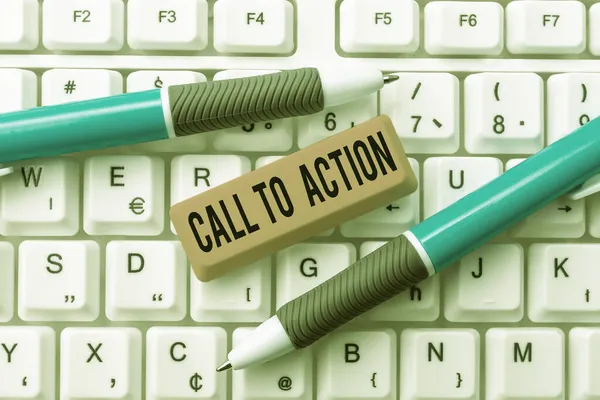 Podpisz wyświetlając Call To Action. Adhortacja podejścia biznesowego zrobić coś, aby osiągnąć cel z problemem Researching Software Development Solutions, Typing Advanc Kody Programowe — Zdjęcie stockowe