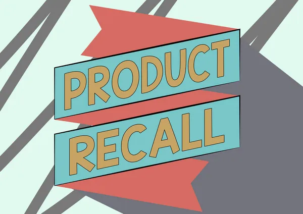 Didascalia concettuale Product Recall. Concetto significato Richiesta da parte di un'azienda di restituire il prodotto a causa di qualche problema Disegno a fascia in carta piegata con motivo a zig-zag. — Foto Stock