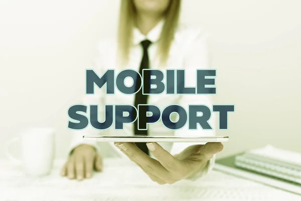 Εγγραφή εμφάνισης κειμένου Mobile Support. Επιχειρηματική επισκόπηση Παρέχει συντήρηση σε φορητές συσκευές τεχνικά θέματα Εσωτερικού Ξεκινώντας μια νέα θέση εργασίας, Φοιτητής Παρουσιάζοντας Μελέτες Έκθεση — Φωτογραφία Αρχείου