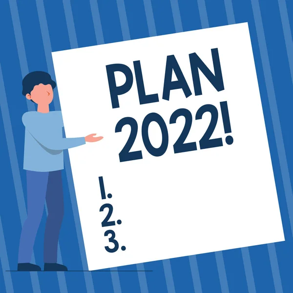 インスピレーションの計画を示すテキスト2022.Wordは、来年何かを達成するための詳細な提案に書かれています。. — ストック写真