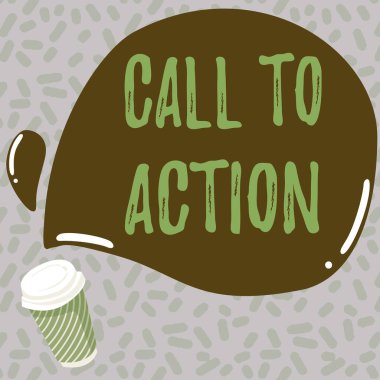 Kavramsal başlık Eyleme Çağrı. Ticari gösteri öğütleri sorun Renkli Tasarım Görünüm Mesajı, Soyut Kahve Dükkanı Menüsü ile hedefe ulaşmak için bir şey yapmak