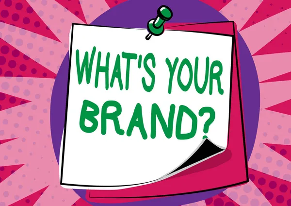 Κείμενο που δείχνει την έμπνευση Τι S Brand Ερώτηση σας. Επιχειρηματική ιδέα ρωτώντας για το λογότυπο του προϊόντος κάνει ή τι επικοινωνείτε Πολύχρωμο Ιδέες Παρουσίαση Μήνυμα, Sticky Σημειώσεις Μήνυμα Υπενθύμιση — Φωτογραφία Αρχείου