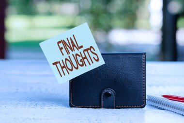 Son Düşünceleri gösteren metin işareti. İş fikri, sonuç ya da vardığınız sonuç dahilindeki son birkaç cümle Açık Hava Gevşeme Deneyimi ve Fikirler, Kahve Dükkanı Tasarımları