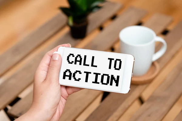 Inspiracja ukazująca znak Call To Action. Prezentacja biznesowa napomnienie zrobić coś, aby osiągnąć cel z problemem Voice i Wideo Zdolności Łączenie ludzi razem — Zdjęcie stockowe