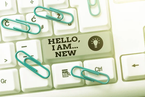 Inspiration showing sign Hello I Am New. Concept meaning used greeting or begin telephone conversation Abstract Programmer Typing Antivirus Codes, Retyping Debug Codes — Stock Photo, Image