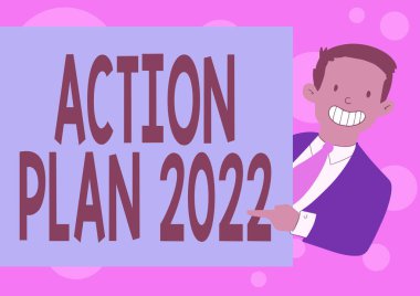 İşaret İşlem Planı 2022 'yi gösteren ilham kaynağı. Mevcut yıl için iş yaklaşımı önerilen strateji veya eylem planı Mutlu Takım Elbiseli Adam Duran Boş Kağıt İşaretleme Kurulu.