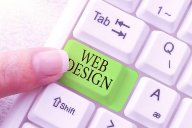 Kavramsal başlık Web Tasarımı. İş konsepti Web sitesi geliştirme tasarımı ve çevrimiçi dükkan ögelerinin soyut kayıt listesini oluşturma süreci, Güncellenmiş İnternet Veri Düzenleme