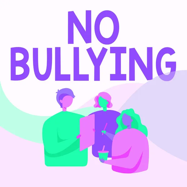 일반적 인 표기는 No Bullying 이 다. 사업 전시는 어린이들의 권력 불균형에 대한 어린이들의 공격적 인 행동을 멈추게 한다.. — 스톡 사진