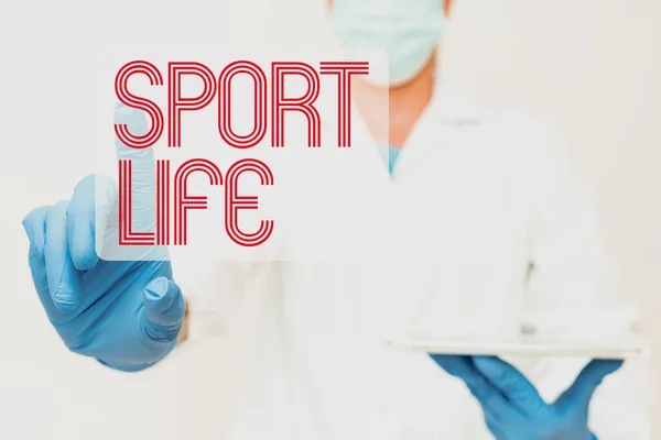 Escrevendo exibindo texto Sport Life. Mostra de negócios Lagoa de esportes ou outras atividades ao ar livre Fisicamente ativo Demonstrando a tecnologia médica Apresentando nova descoberta científica — Fotografia de Stock