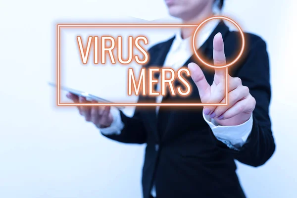 Virüs Mers 'ı gösteren bir tabela. Suudi Arabistan 'da ilk olarak rapor edilen iş konsepti viral solunum hastalığı Yeni Teknoloji Fikirleri Sunuyor Teknolojik Gelişmeyi Tartışma — Stok fotoğraf