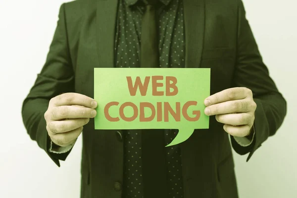Handschrift Text Web Coding. Konzept bedeutet Arbeit bei der Entwicklung einer Website für das Internet, die neue Pläne und Ideen zur Demonstration des Planungsprozesses vorstellt — Stockfoto