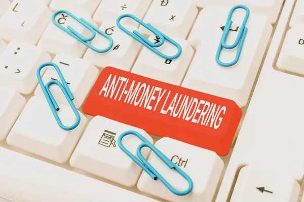 Text sign showing Anti Money Laundering. Concept meaning regulations stop generating income through illegal actions Connecting With Online Friends, Making Acquaintances On The Internet