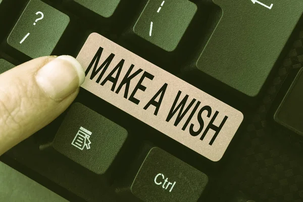 Writing displaying text Make A Wish. Word Written on to desire a situation that is different from the one that exist Abstract Creating Online Transcription Jobs, Typing Website Descriptions