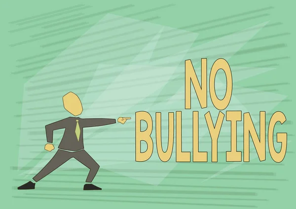 Text caption presenting No Bullying. Conceptual photo stop aggressive behavior among children power imbalance Man In Suit Drawing Pointing Forward Showing Leadership. — Stock Photo, Image