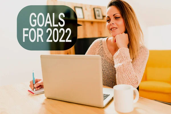 Conceptual caption Goals For 2022. Internet Concept object of persons ambition or effort aim or desired result Social Media Influencer Creating Online Presence, Video Blog Ideas