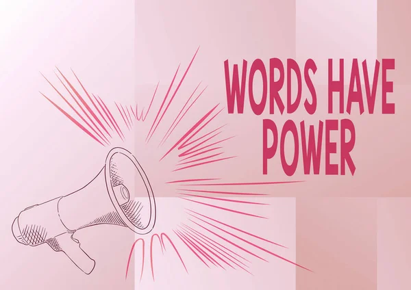 Text showing inspiration Words Have Power. Business overview as they has ability to help heal hurt or harm someone Illustration Of A Loud Megaphones Speaker Making New Announcements. — Stock Photo, Image