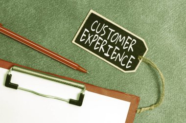 Kavramsal Başlık Müşteri Deneyimi. Bilgi Etiketi İşareti İle Bağlı Boş Etiket Koleksiyonu ve Alıcı Koleksiyonu arasındaki etkileşimin iş genel görünümü ürünü