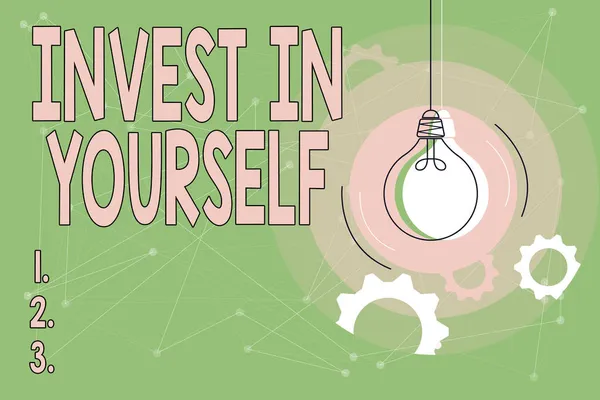Konceptuell bildtext Invest In Yourself. Word för att lära sig nya saker eller material vilket gör din mycket bättre Kritiskt och logiskt tänkande koncept, abstrakta ljusa idéer och mönster — Stockfoto