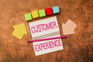 Müşteri Tecrübesi işaretini gösteren bir ilham. Yeni Parlak Fikirler Düşünerek Yaratıcılık ve İlham Veren Kurum ve Alıcı arasındaki etkileşimin iş fikri ürünü