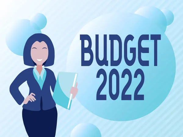 Hand writing sign Budget 2022. Concept meaning estimate of income and expenditure for current year Abstract Discussing Important News, Explaining And Reporting Concept — Stock Photo, Image