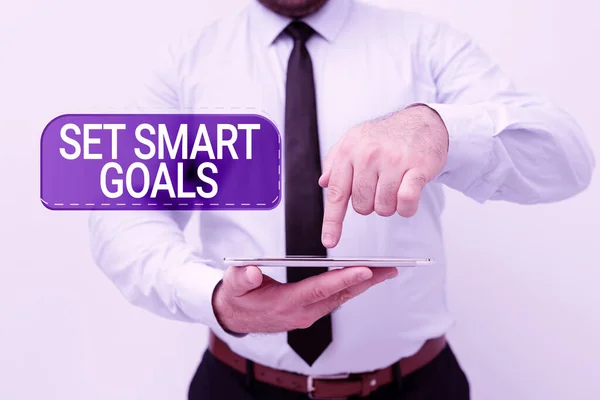 Text caption presenting Set Smart Goals. Business idea list to clarify your ideas focus efforts use time wisely Presenting New Technology Ideas Discussing Technological Improvement — Stock Photo, Image