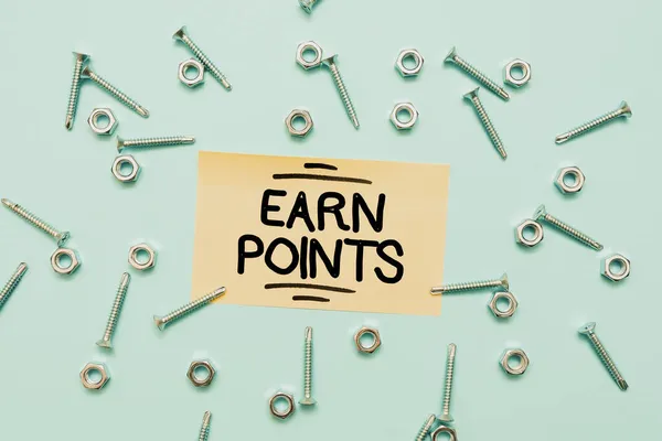 Sign displaying Earn Points. Business showcase collecting scores in order qualify to win big prize Maintenance Tools And Equipments Mechanic And Engineer Repairs — Stock Photo, Image