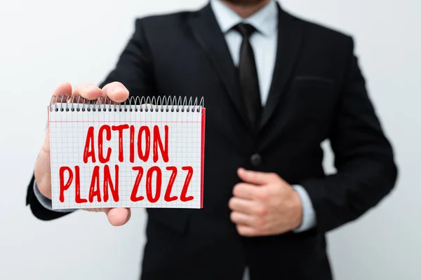 Κείμενο που δείχνει έμπνευση Σχέδιο Δράσης 2022. Επιχειρηματική προσέγγιση προτεινόμενη στρατηγική ή πορεία δράσεων για το τρέχον έτος Παρουσίαση Νέων Σχεδίων και Ιδεών Επίδειξη Διαδικασίας Προγραμματισμού — Φωτογραφία Αρχείου