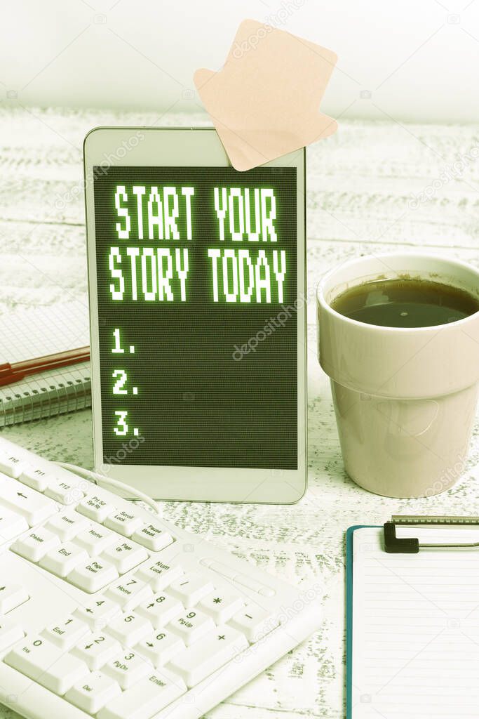 Handwriting text Start Your Story Today. Internet Concept work hard on yourself and begin from this moment Typing New Ideas Business Planning Idea Voice And Video Calls