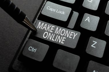 El yazısı işareti: Make Money online. İş yaklaşımı interneti kullanarak kazanç sağlıyor. Eski Notları yeniden yazmak, Metin Oyunları oynamak, Hızlı Yazma Testi gibi.
