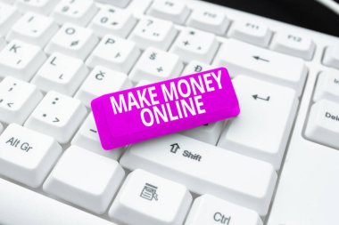 El yazısı metni: Parayı çevrim içi yap. Yazılı Fantezi Kısa Hikayesi, Yazılı Çevrimiçi Memorandum Yazmak, Serbest Çalışmak ya da Pazarlama gibi İnternet 'i kullanarak kazanç sağlamak üzerine yazılmış sözcük