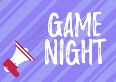 Kavramsal manşet Oyun Gecesi. İş genel değerlendirmesi genellikle arkadaşlarıyla poker gibi yetişkinlerin oyun buluşmalarında megafonu hızlı önemli hale getiren bir duyuru şeklinde yapılır..