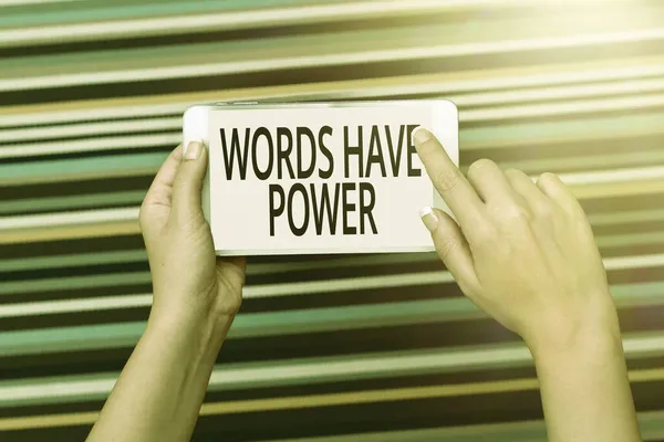 Writing displaying text Words Have Power. Conceptual photo as they has ability to help heal hurt or harm someone Voice And Video Calling Capabilities Connecting People Together — Stock Photo, Image