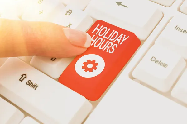 Handskrift skylt Holiday Hours. Begreppet betyder Övertidsarbete för anställda enligt flexibla arbetsscheman Ansluta med online-vänner, göra bekantskaper på Internet — Stockfoto