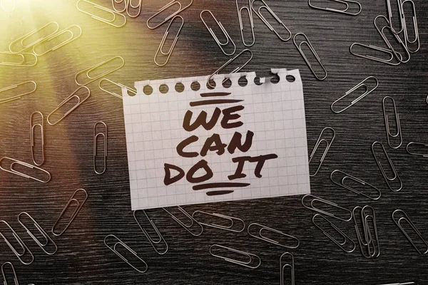 Text sign showing We Can Do It. Business overview see yourself as powerful capable person Bright New Ideas Fresh Office Design Work Problems And Solutions — Stock Photo, Image