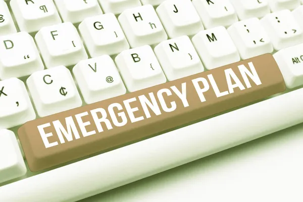 Hand writing sign Emergency Plan. Internet Concept procedures for handling sudden or unexpected situations Typing Program Functional Descriptions, Creating New Email Address