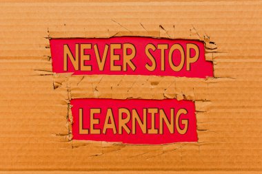 Metin başlığı: Asla Öğrenmeyi Durdurma. Yeni bilgiler ya da malzemeler edinmek için çalışmaya devam etmek Yeni Düşünceler Oluşturan Yeni Fikirler Bulmak Değişiklikleri Kabul Etmek