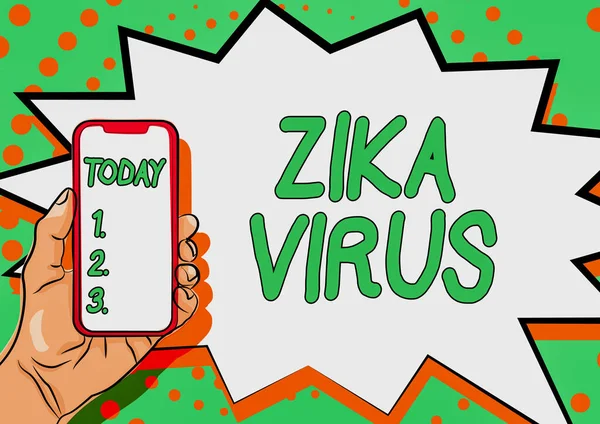 Fogalmi megjelenítés Zika vírus. Üzleti koncepció által okozott vírus által közvetített elsősorban Aedes szúnyogok Megjelenítő fontos információk, bemutatása Smartphone Annoucements — Stock Fotó