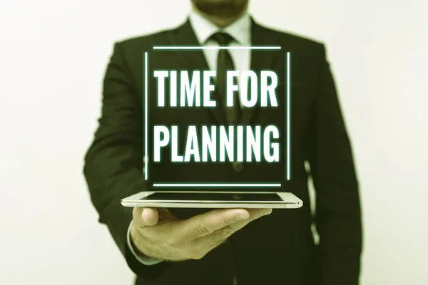 Text caption presenting Time For Planning. Conceptual photo exercising conscious control spent on specific activities Presenting New Technology Ideas Discussing Technological Improvement — Stock Photo, Image